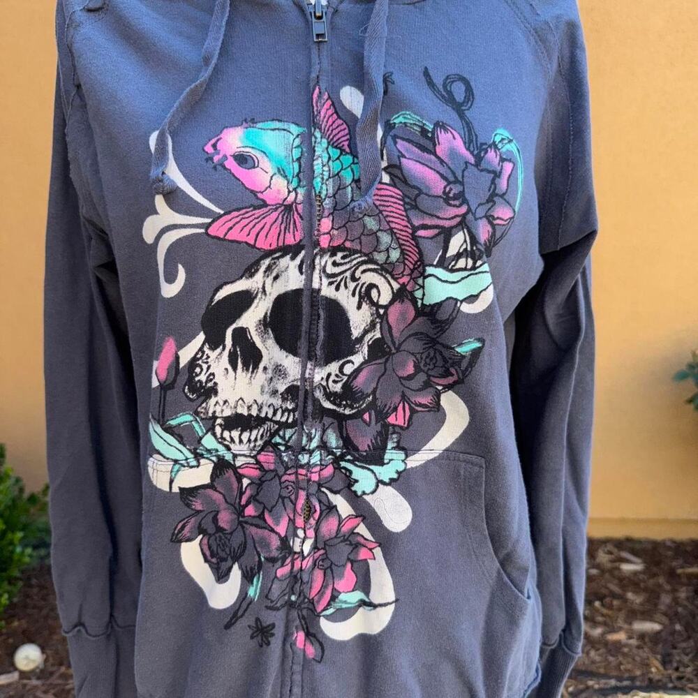 Y2k 2000s grunge skull graphic hoodie - Picture 3 of 7